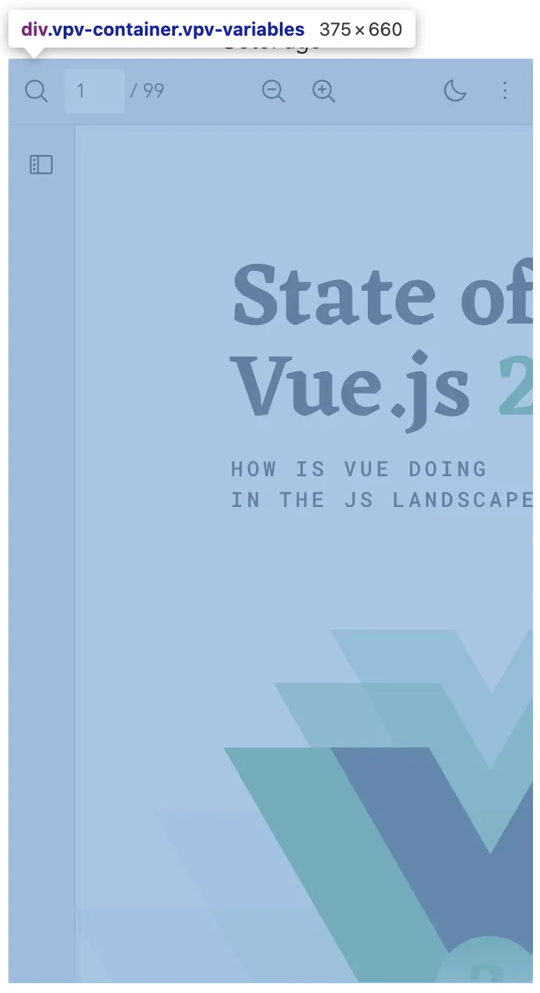 An image of Vue PDF Viewer for adjusting container sm width