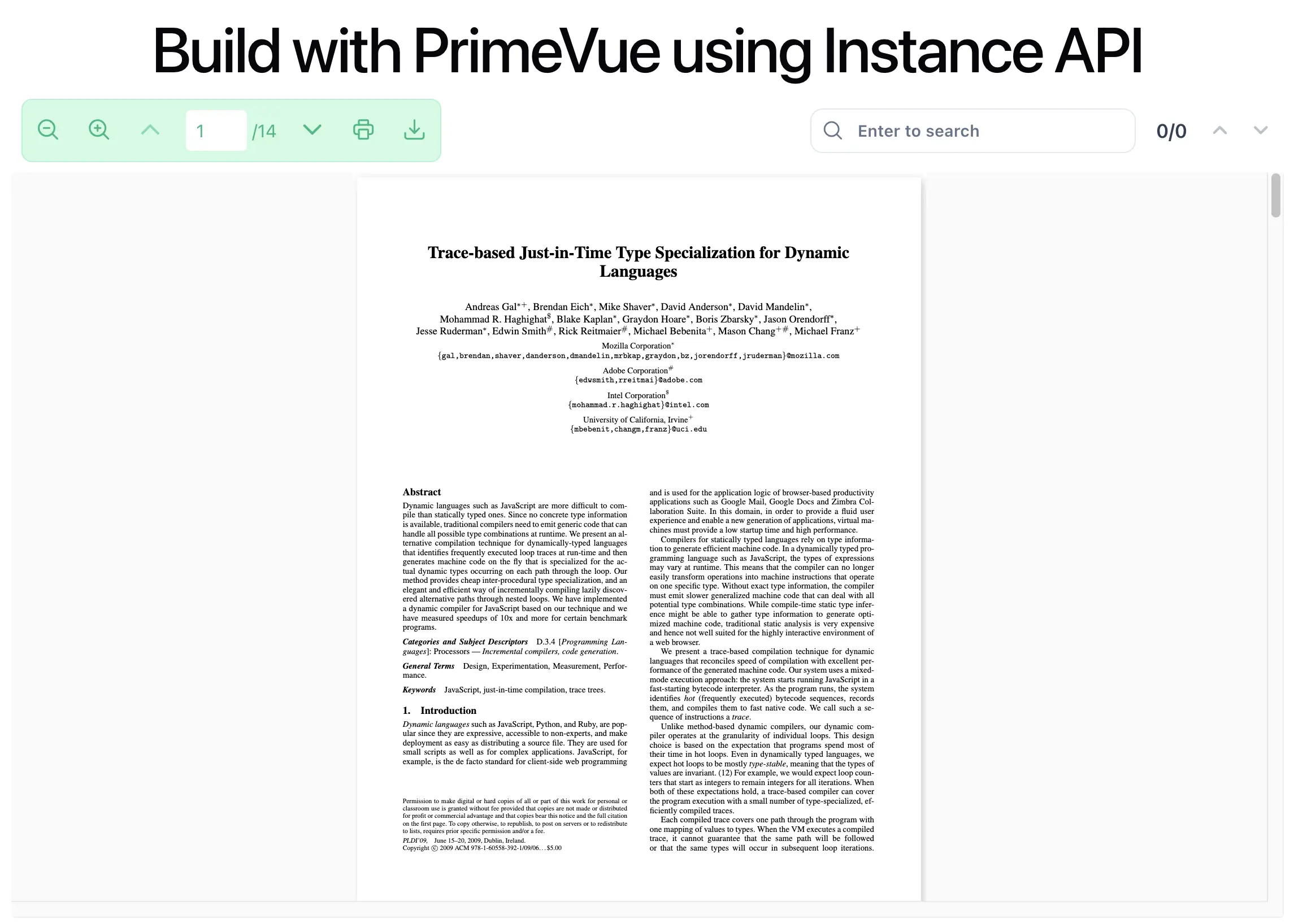 An image of create toolbar with primevue framework