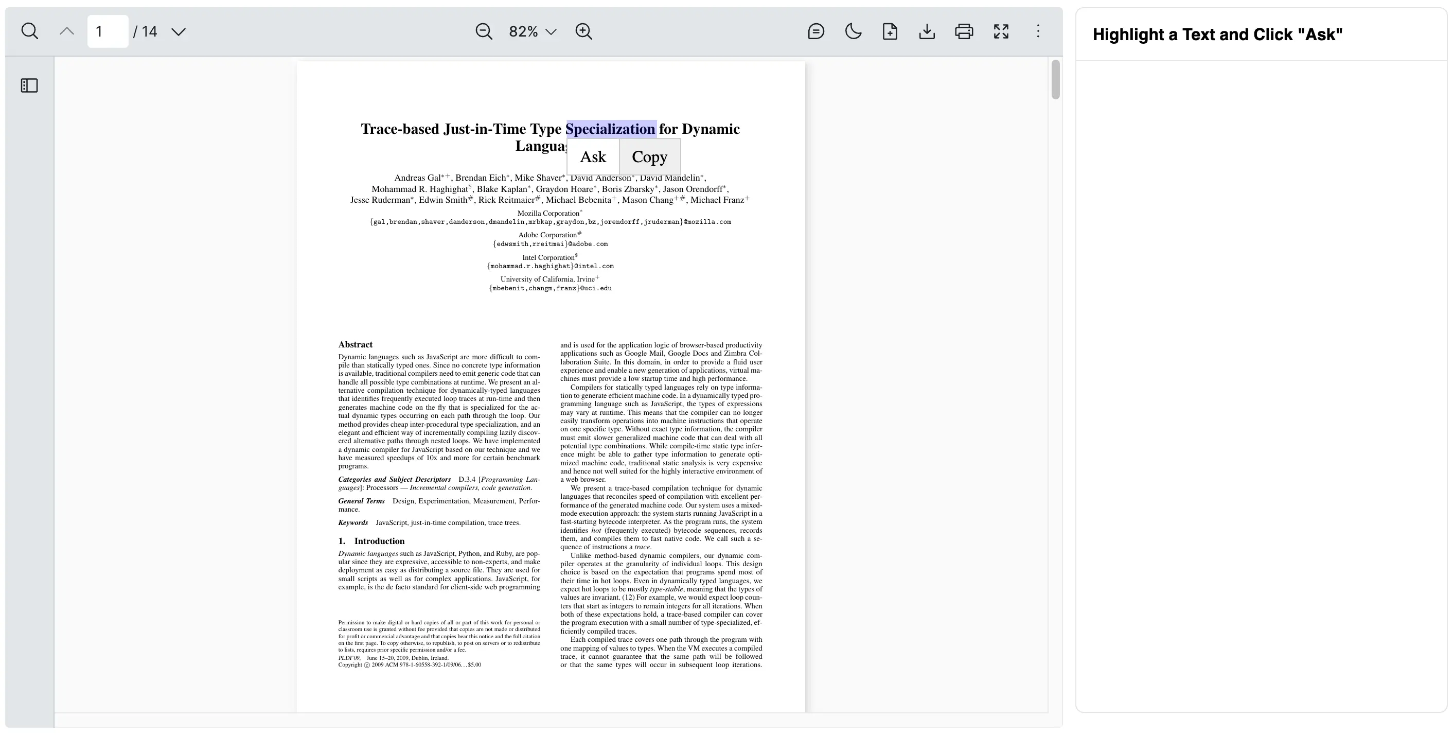 Add a Custom Action to a Text Selection - Display a Popover Menu